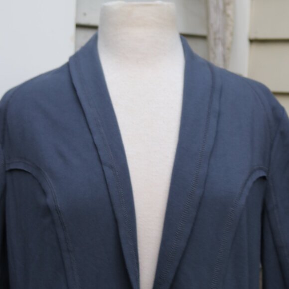 Nic + Zoe Slate Blue Knit Cotton Blend 1 Button Cardigan Blazer Jacket Sz LARGE - Picture 4 of 9